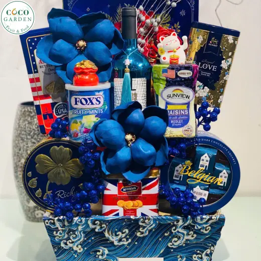 Giỏ Quà Tết Cao Cấp Set Xanh Dương Đậm